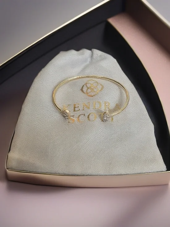 Kendra Scott Gold Cuff Bracelet with Crystal Tips. Comes With Dusty - Picture 1 of 2